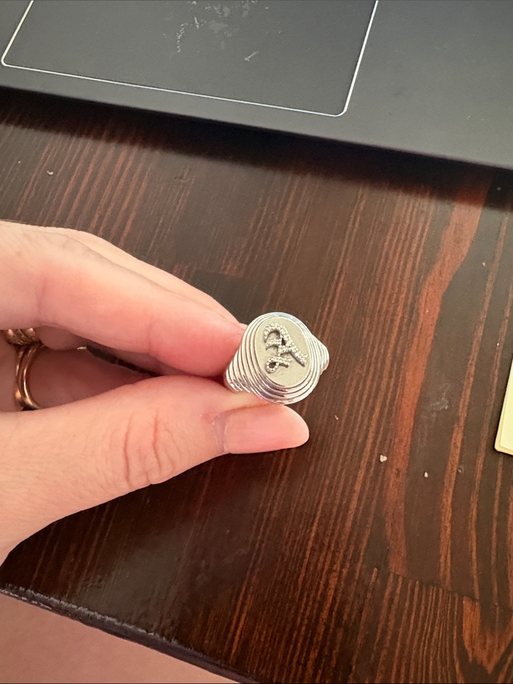 Sterling Silver Ring with CZ letter A